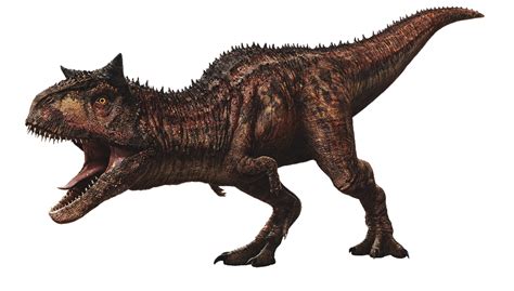 Ilustración de un Carnotaurus siendo atacado por varios depredadores.