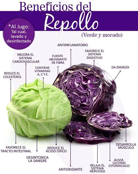 infografía sobre los beneficios para la salud del repollo morado