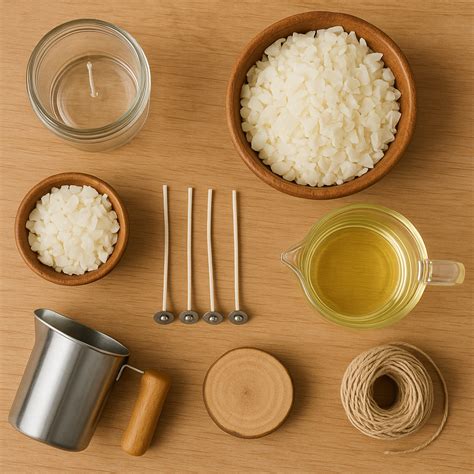 Esquema de los materiales necesarios para hacer velas artesanales