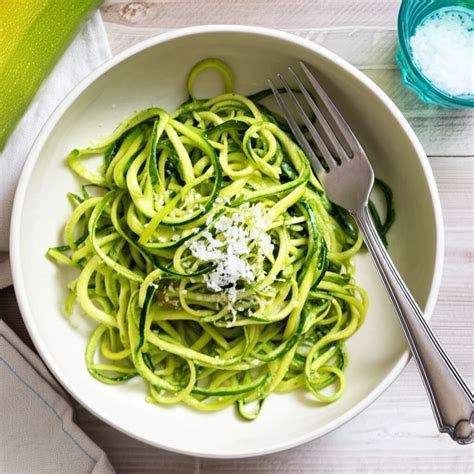 Ejemplo de espaguetis de calabacín creados con un espiralizador