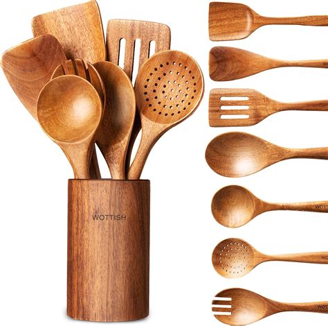 Set de pinzas y cucharas de madera para servir ensalada