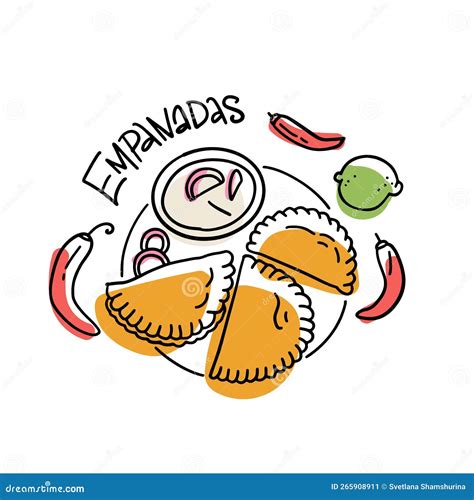 Ilustración de empanadas variadas y coloridas