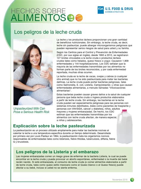 Infografía sobre los peligros de la leche cruda y los gérmenes que puede contener.