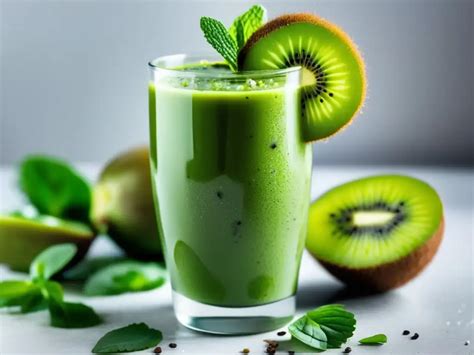 Foto de una persona disfrutando de un batido verde en la mañana