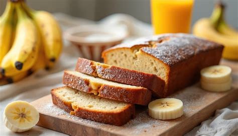 Pan de banana recién horneado y cortado en rebanadas