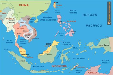 Mapa de China y el sudeste asiático mostrando la distribución de los fideos de arroz