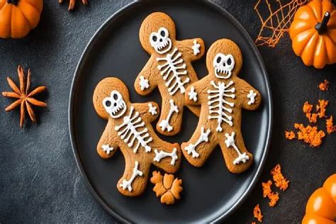 Galletas de chocolate con forma de esqueleto listas para decorar