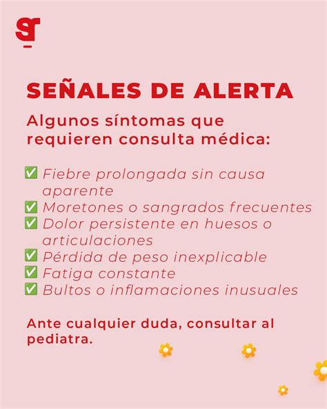 Gráfico con síntomas de alerta que requieren consulta médica