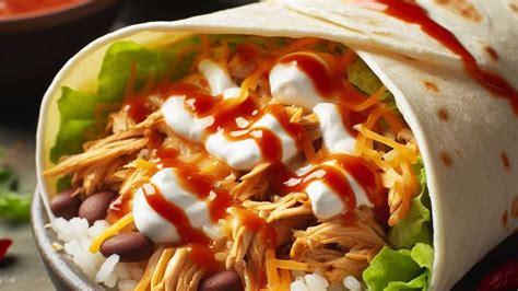 Burritos de pollo deshebrado y frijoles listos para servir