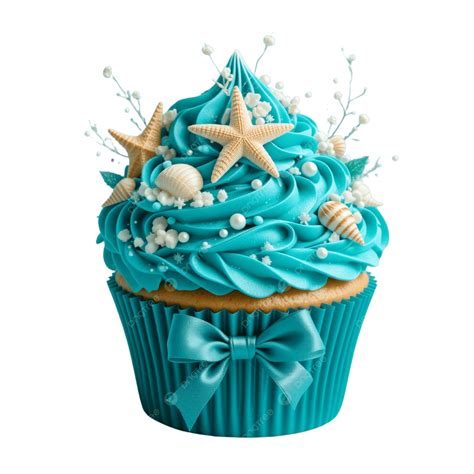 Cupcakes con temática marina usando crema azul y gominolas