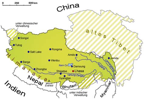 Mapa de la región de Nyingchi en el Tíbet, destacando su altitud y ubicación montañosa