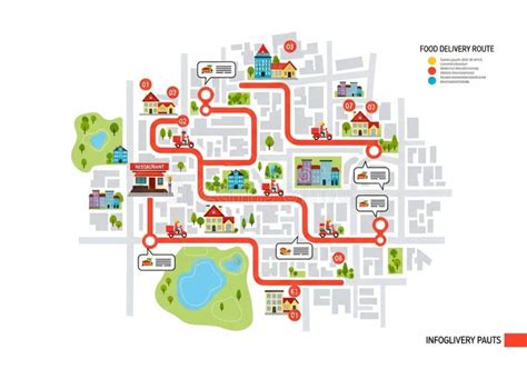 Mapa de zonas de entrega de comida a domicilio en una ciudad