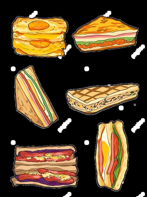 Ilustración de varios sándwiches infantiles con formas de animales y monstruos.
