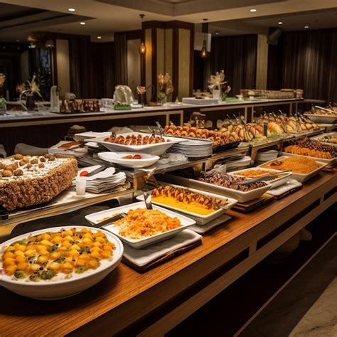 Mesa de buffet con varios platos de comida cubana