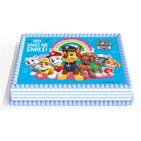 Lámina comestible de Patrulla Canina sobre un pastel