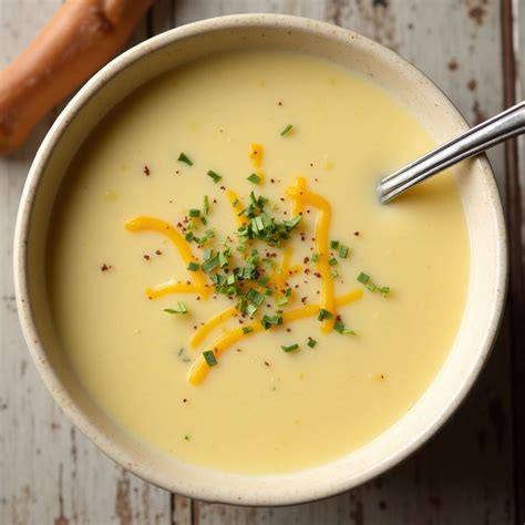 Fotografía de un plato servido de sopa cremosa de arracacha