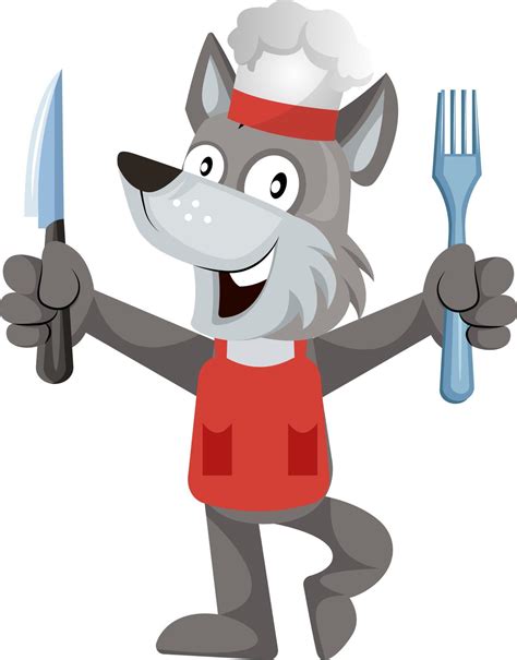 Ilustración que represente al lobo cocinando para la gallina y sus pollitos