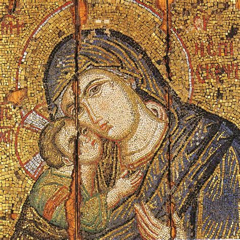 Pintura o mosaico antiguo de la Galactotrofusa (Virgen de la Leche) en arte bizantino