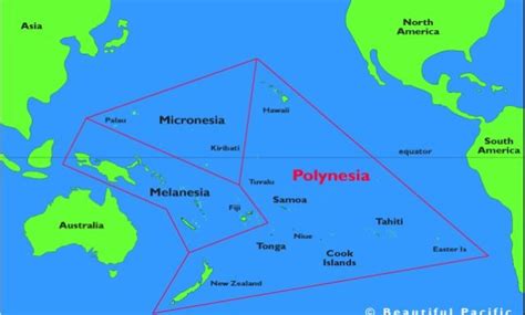Mapa de Polinesia con énfasis en sus productos culinarios