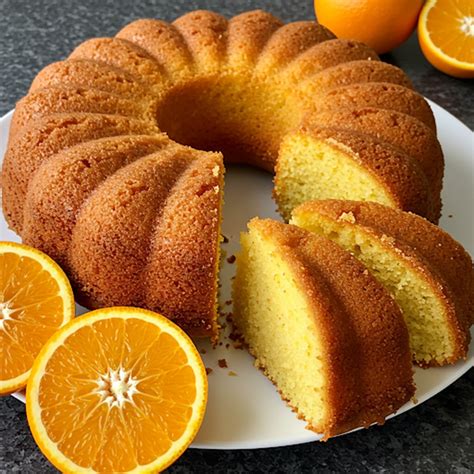 Imagen de un trozo de queque con sirope de naranja y almendras