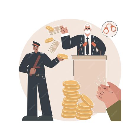 Ilustración abstracta de soborno o corrupción con figuras anónimas