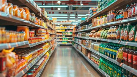 Pasillo de supermercado con variedad de productos etiquetados 