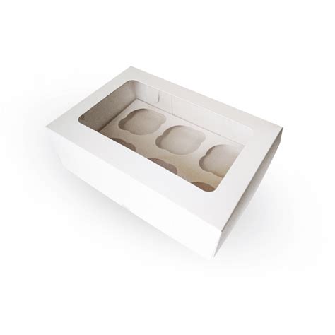 Foto de una caja para 6 cupcakes abierta con divisiones