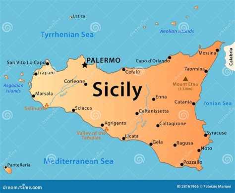 Mapa de Sicilia con Palermo resaltado, indicando el origen de la cassata