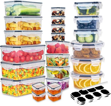 fotografía de diversos tipos de contenedores para almacenamiento de alimentos secos, incluyendo opciones para alérgenos y sensibles a la oxidación