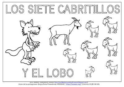 Imagen para colorear del lobo llamando a la puerta de la casa de los cabritos