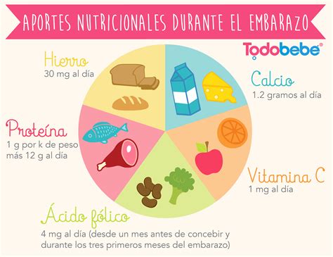 Esquema de las necesidades nutricionales durante el embarazo