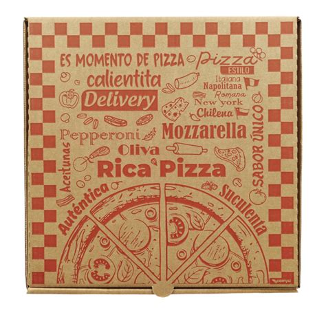 Comparación visual entre una caja de pizza genérica y una caja de pizza personalizada con diseño