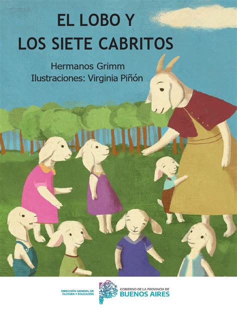 Ilustración de un lobo astuto frente a una casa con cabritos asomándose