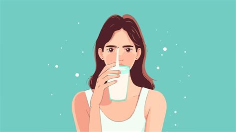 Mujer embarazada bebiendo un vaso de leche con una expresión de tranquilidad. Podría ser una ilustración o foto realista.