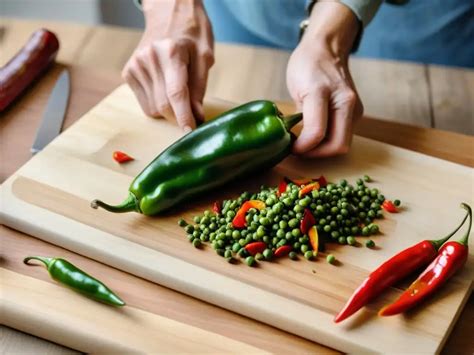 ajíes verdes limpios y preparados para rellenar
