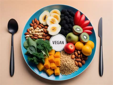 Plato variado con alimentos vegetales ricos en nutrientes para una dieta vegana equilibrada