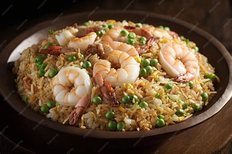 Arroz frito chimichurri recién preparado en un sartén