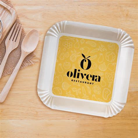 Platos de cartón para ensaladas con logotipos personalizados de marca