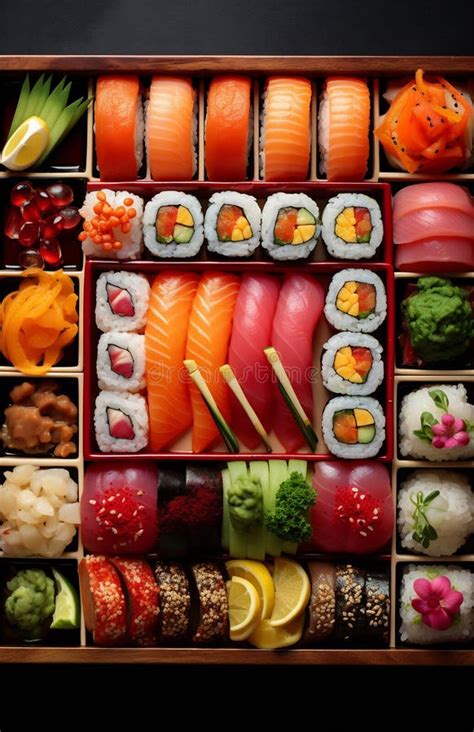 Variedad de temari sushi coloridos en una bandeja