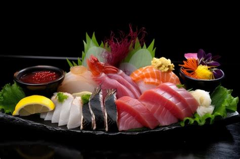 Plato de sashimi fresco de diferentes tipos de pescado