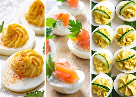 Huevos rellenos veganos decorados con hierbas y pimiento