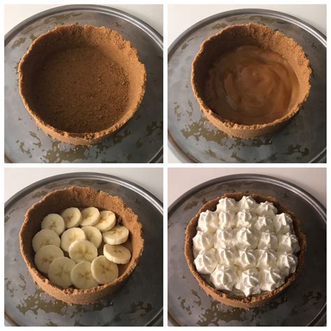 esquema de montaje de la tarta Banoffee, capa por capa