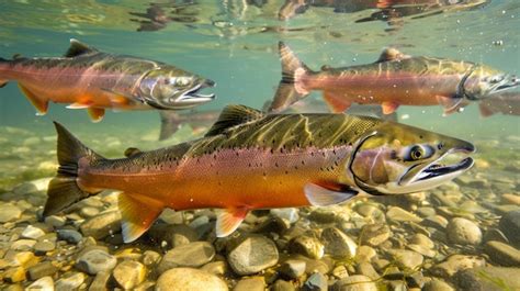 Salmones nadando en aguas de piscifactoría o en un entorno natural