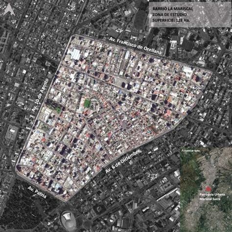 Mapa de ubicación de la zona de La Mariscal en el centro-norte de Quito