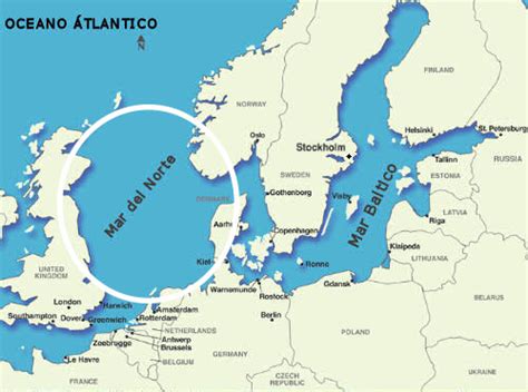 Mapa de la región del Mar del Norte y el norte de Alemania