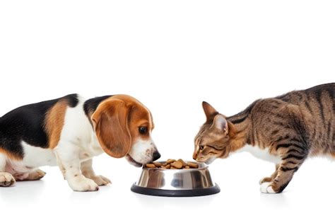 Perro y gato felices comiendo snacks para mascotas de Adrià Pet en la terraza de un restaurante