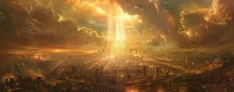 Ilustración de la Nueva Jerusalén descendiendo del cielo.