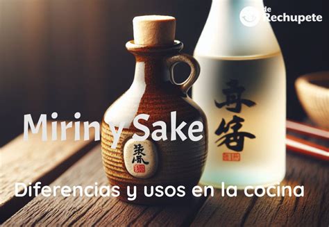 Botellas de salsa de soja, mirin, sake y bolsita de dashi en polvo