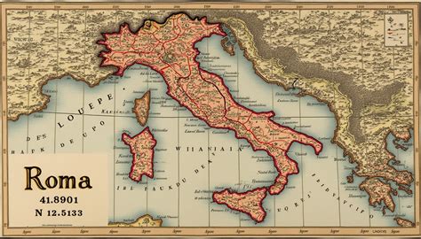 Mapa de la antigua Roma con una ilustración de pasta
