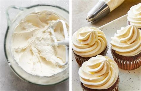 Proceso de preparación de buttercream: mantequilla cremosa y adición de azúcar glas.